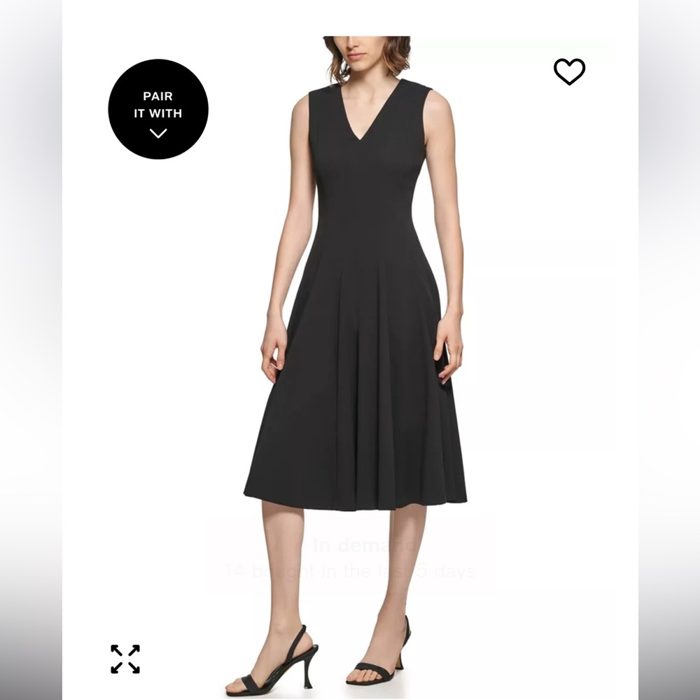 Calvin Klein Black V-Neck Midi Dress